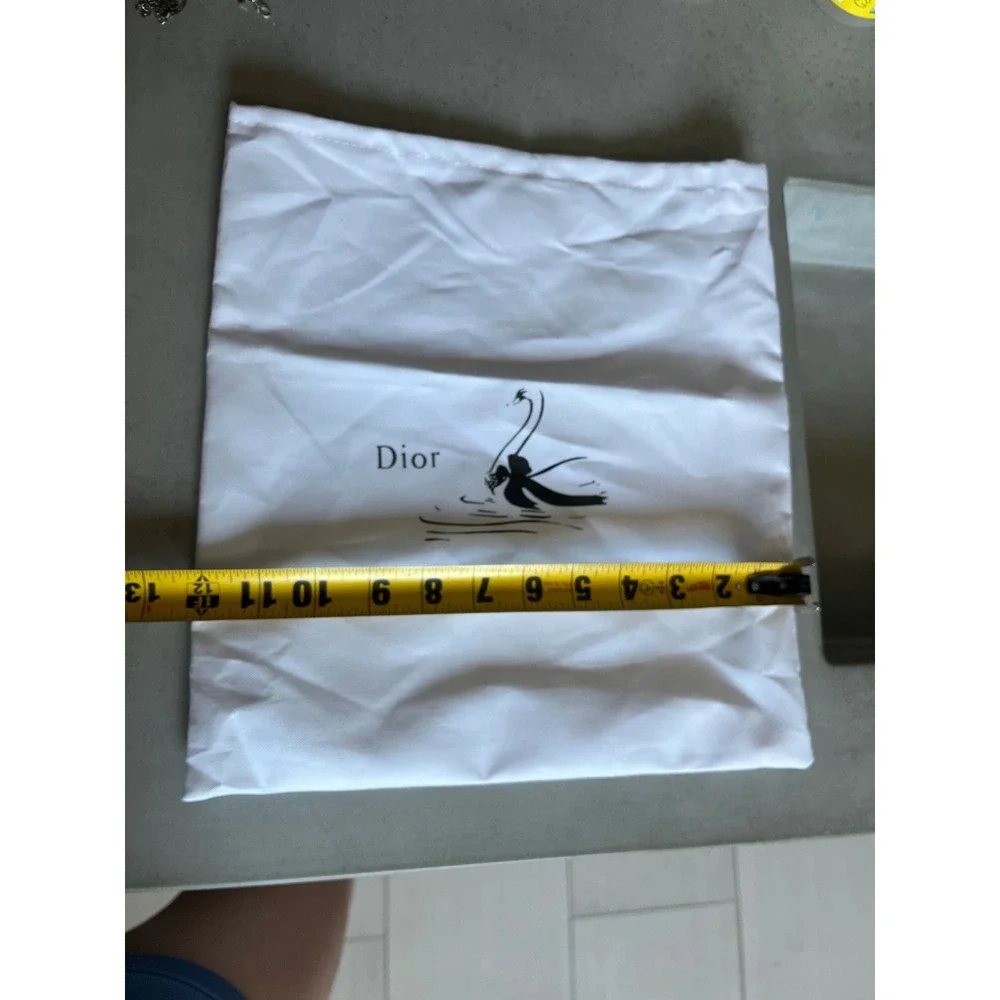 Dior White Cotton Dust Bag Black Swan Logo Luxury Storage Accessory Pouch 12x13